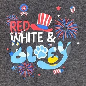 Bluey T-Shirt Women’s XL Heather Gray Graphic Short Sleeve Crew Neck July 4th EU